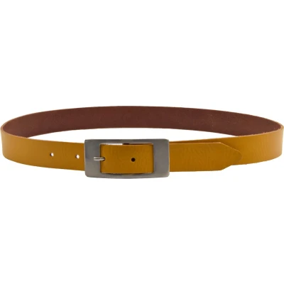 Afbeelding van Gele Leren Riem Soepel Leer, 3 cm Breedte, Maat 85