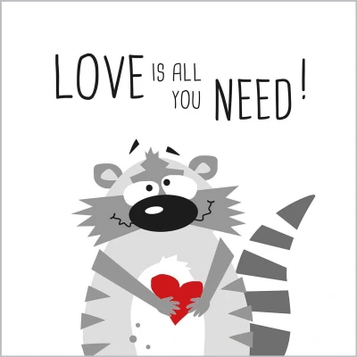 Afbeelding van PPD Need Love Racoon Napkin 33x33