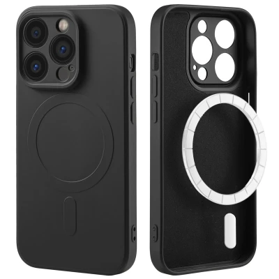 Afbeelding van Apple iPhone 14 Pro MagSafe Hoesje Siliconen en TPU (zacht) iMoshion Softcase/Backcover Zwart Telefoonhoesje