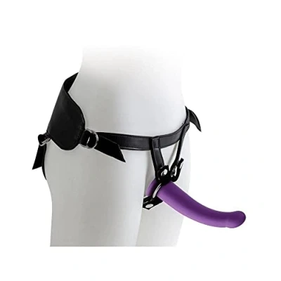 Afbeelding van Virgite Strap on Harnas met paarse dildo maat L