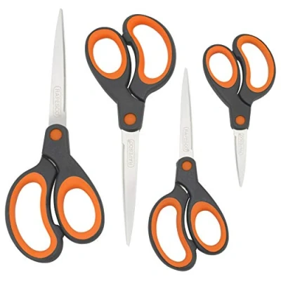 Afbeelding van Rapesco 1577 Schaar met Zachte Handgreep, Zwart/Oranje, Set van 4