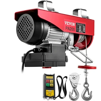 Afbeelding van VEVOR Elektrische Hijskraan 480W Takel 100 kg/200 kg Draadloze Afstandsbediening Garage Plafond Katrol Lier