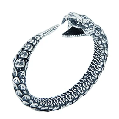Afbeelding van 925 Sterling Zilver Noorse Viking Ouroboros Ring Voor Mannen, Vintage Gothic Nordic Pagan Sieraden Jongens Personaliseren Gift