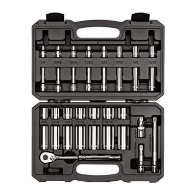 Afbeelding van TEKTON 3/8 inch aandrijving 6 punts socket en ratel set, 34 delig (1/4 1&quot;) SKT15101