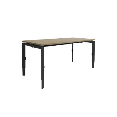 Afbeelding van Linesto N3 bureau, hoogte instelbaar (65 85cm) met 140x80cm havana/ kersen licht zwevend 25mm blad en zwart (RAL9005) vierpoot N frame (poot