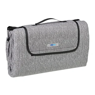 Afbeelding van Relaxdays picknickkleed waterdicht 200x200 cm fleecedeken grijs buitenkleed xxl