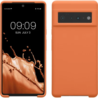 Afbeelding van kwmobile telefoonhoesje geschikt voor Google Pixel 6 Pro Hoesje met siliconen coating Smartphone case in warme abrikoos