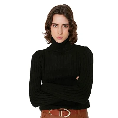 Afbeelding van Trendyol Acryl Trui Zwart Regular S Black, Zwart,