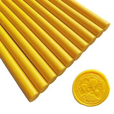 Afbeelding van Amtol 10 stuks gele zegellak sticks voor wax zegel stempel, lijmpistool, geweldig bruiloft uitnodigingen, wijn pakketten, kaarten enveloppen, geschenkverpakking medium geel)