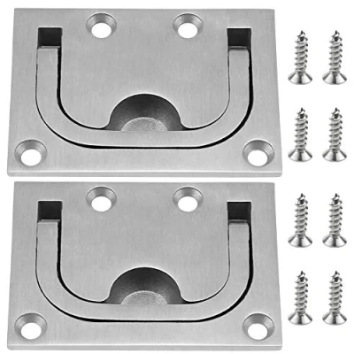 Afbeelding van UBERMing 2 Pack Boat Flush Hatch Stainless Steel Marine Handle Recessed Lift Pull with 8 Screws for Cabinet Locker Yacht