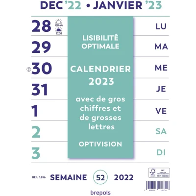 Afbeelding van Brepols Optivision Wand week Kalender, Franstalig, 2024 Kalender