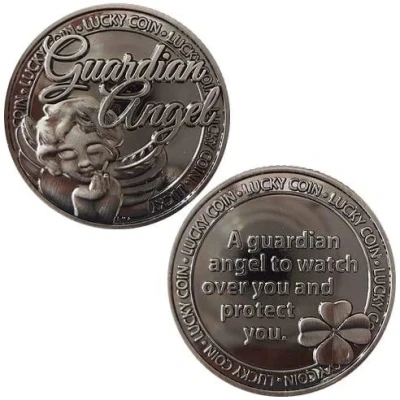 Afbeelding van HARMILIY Lucky Coin Guardian Angel Veel Luck Sentimental Good Munten Gegraveerd Bericht Keepsake Gift Set Charm