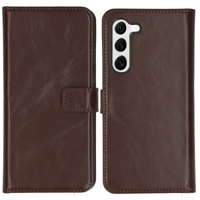Afbeelding van Samsung Galaxy S23 Plus Hoesje Echt leder Selencia Bookcase Bruin Telefoonhoesje