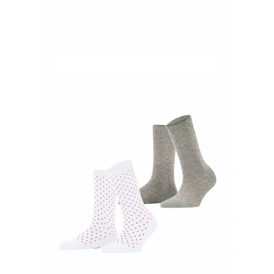 Afbeelding van ESPRIT Dames Sokken Fine Dot Multipack W So katoen gedessineerd 2 paar, Veelkleurig Grey White 0040, 39 42