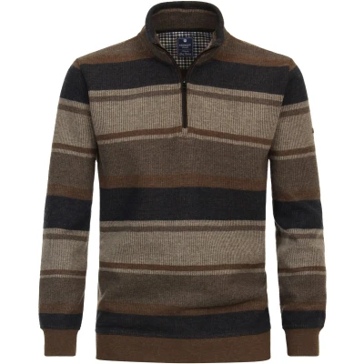 Afbeelding van Redmond Regular Fit Half Zip Sweater bruin, Motief