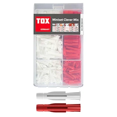 Afbeelding van TOX Miniset Clever Mix met multifunctionele pluggen TRI en TRIKA in de plugmaten ø 5, 6 8 mm, pluggenassortiment voor bijna alle bouwmaterialen meest voorkomende bevestigingsprojecten,