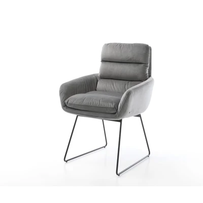 Afbeelding van Armleunstoel Abelia Flex met armleuning slipframe zwart fluweel grijs