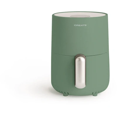 Afbeelding van CREATE Fryer Air friteuse zonder olie, 1,5 l, saliegroen/anti aanbakmand, temperatuurkeuze 80 200 graden, automatische uitschakeling, BPA vrij, programmeerbaar, 900 W