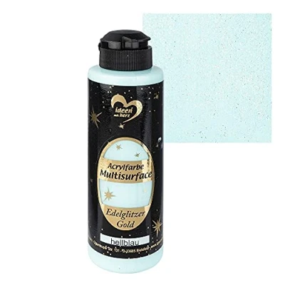 Afbeelding van Ideen mit Herz Acrylverf, multisurface, edelglitter, universele verf op waterbasis, met edel glinsterende gouden glitter, 180 ml, lichtblauw