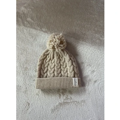 Afbeelding van Adalleti Newborn muts 0 3 maanden Warm beige Merino wol zacht winter