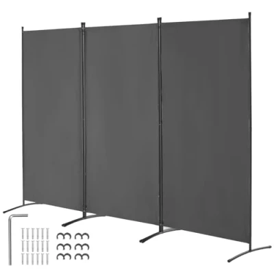 Afbeelding van VEVOR scheidingsscherm 2,6 m 3 panelen kantoorgrijs privacyscherm