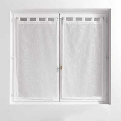 Afbeelding van douceur d&#039;intérieur, 1 paar gordijnen met lussen (2 x 60 120 cm) Olympia wit, gezandstraalde voile
