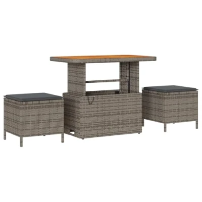 Afbeelding van vidaXL 9 delige Tuin Sofa Set met Kussens Grijs Poly Rattan Acacia
