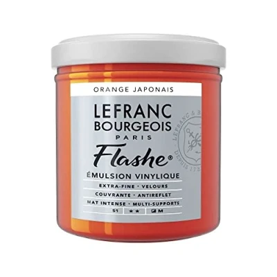 Afbeelding van Lefranc Bourgeois 300539 Flashe acryl en vinylverf, lichtecht, dekkend bestand tegen veroudering 125ml Pot, Japanese Orange