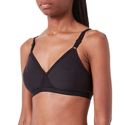Afbeelding van Nur Die Comfortabele beha zonder beugels, softcup beha, zacht, comfortabel, met kant, kruisvormige technologie voor sterke ondersteuning dames, zwart, 85C