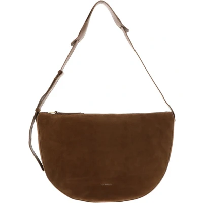 Afbeelding van COCCINELLE Leren Schoudertas Lea Suede Shoulderbag Nocciola Lichtbruin
