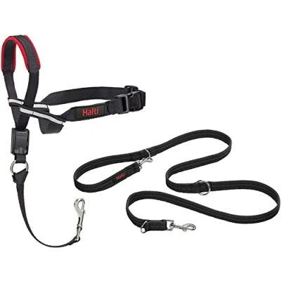 Afbeelding van Halti Optimaliseert halster en trainingslijn om te voorkomen dat de hond tijdens wandelingen met trekt, inclusief een grote Optifit dubbele riem, 14325 W, zwart