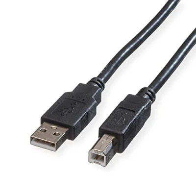 Afbeelding van ROLINE USB 2.0 kabel, type A B, zwart, 0,8 m