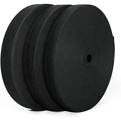 Afbeelding van 25 meter elastisch rubber om te naaien, verkrijgbaar in verschillende breedtes, elastische band brede band, voor naaien en knutselen, kleding, (zwart, mm)