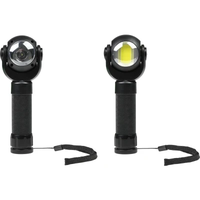 Afbeelding van Benson Zaklamp met Draaikop LED + COB 3 Watt 200 Lumen Zwart