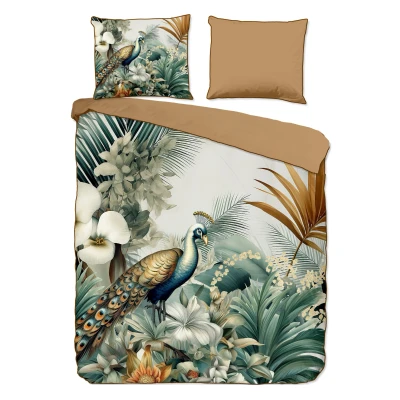 Afbeelding van Descanso Dekbedovertrek bladeren en vogels Multi 240x200/220 cm Katoen Satijn
