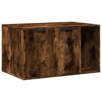 Afbeelding van vidaXL Kattenbakkast 80x50x45 cm bewerkt hout gerookt eikenkleurig
