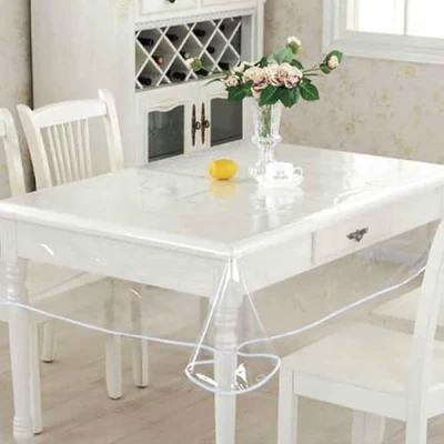 Afbeelding van A2ZWORLD Tafelkleed van pvc, transparant, gelamineerd tafelkleed, waterdicht, rechthoekig of rond, pvc folie, wasbaar (rechthoekig, 140 x 240 cm)