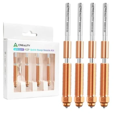 Afbeelding van Creality Officiële K2 Plus mondstukkenset, originele Unicorn Quick Swap 3D printermondstuk met titanium legering, koperlegering en gehard staal voor K2P Combo printers (0,4 0,6 mm, 4 stuks)