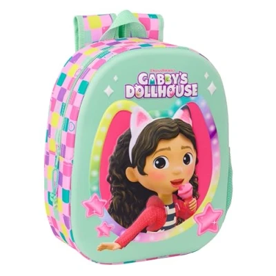 Afbeelding van Safta Gabby&#039;s Dollhouse 3D schoolrugzak, met design, aanpasbaar aan de wagen, ideaal voor kinderen van verschillende leeftijden, comfortabel en veelzijdig, kwaliteit duurzaamheid, 27 x 10 33