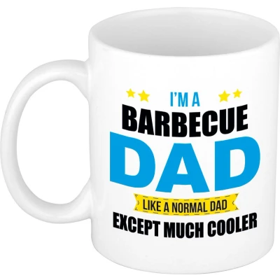 Afbeelding van Barbecue dad mok / beker wit 300 ml Cadeau mokken Papa/ Vaderdag feest