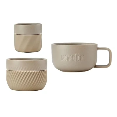 Afbeelding van Familie Mokken Set, 3 Stuks, 0.1 L, 0.2 0.38 Porselein, Siliconen, Amandel La Cafetière
