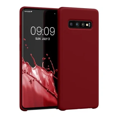Afbeelding van kwmobile telefoonhoesje geschikt voor Samsung Galaxy S10 Plus / S10+ Hoesje met siliconen coating Smartphone case in rabarber rood