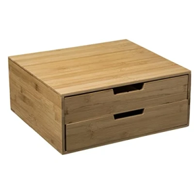 Afbeelding van Koffie cup/capsule houder/dispenser dubbele lade bamboe hout universeel Koffiecuphouders