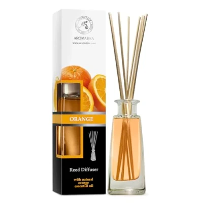 Afbeelding van Aromatika Room Fragrance Diffuser met natuurlijke etherische oranje olie 100ml rotanstokjes Beste kamerLuchtverfrisser voor thuis Kantoor Boutique SPA Aromatherapie