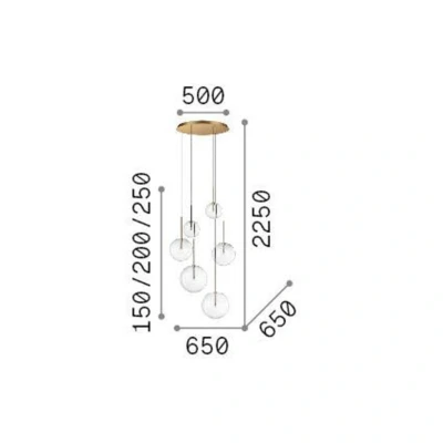 Afbeelding van Ideallux Ideal Lux Equinoxe hanglamp 6 lamps chroomkleurig helder glas