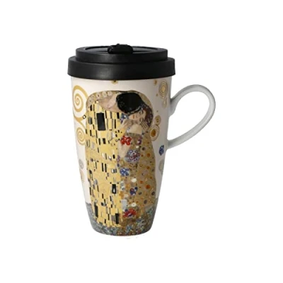 Afbeelding van Goebel Coffee to go beker Gustav Klimt &quot;De Kus&quot; van porselein met een afneembare deksel, 500 ml