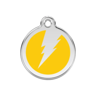 Afbeelding van Flash Yellow roestvrijstalen hondenpenning medium/gemiddeld dia. 3 cm RedDingo