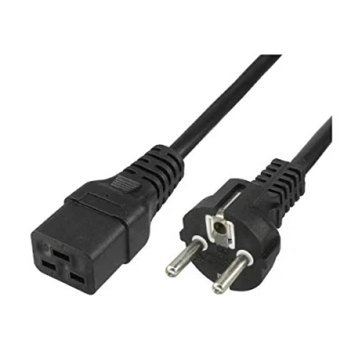 Afbeelding van Netkabel 16 A, Schuko stekker op driepolige IEC 320 C19, 1,8 m, zwart voor UPS, rackkasten, gegevensdragers