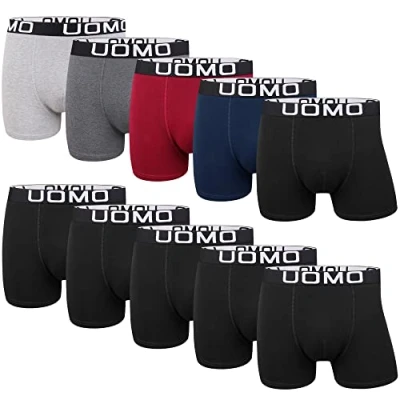 Afbeelding van L&amp;K 1116 set van 10 retro boxershorts voor heren, katoen, zwart, meerkleurig, onderbroek, Meerkleurige C, XXL