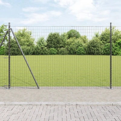 Afbeelding van vidaXL Euro omheining met 7 geflansde palen 1,4x10 m Gegalvaniseerd staal
